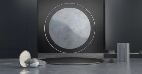 3d rendering of concrete podium. Stock Illustration