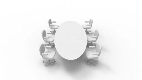 3d rendering of a conference table isolated in white background Illustrazione stock