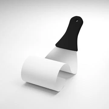 3D rendering of construction spatula removes layers of thin plaster swirl. .. Illustrazione stock