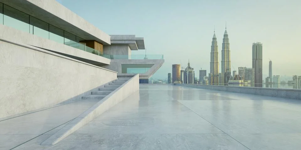 3D rendering contemporary square shape design modern Architecture building .. Ilustração Stock