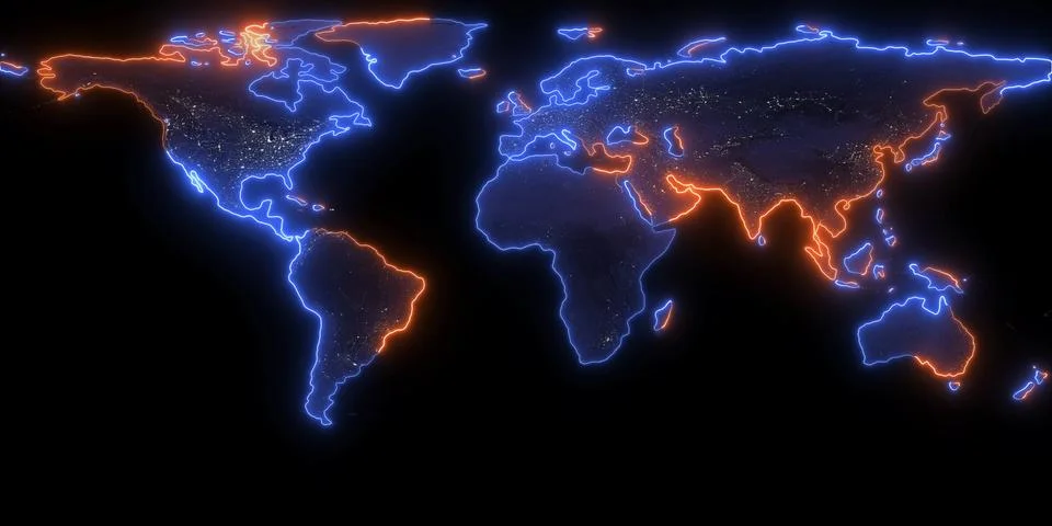 3D rendering of the contour of the planet Earth. You can see continents. Element Illustrazione stock