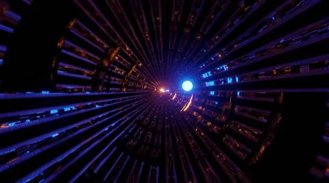 3D rendering of cool futuristic patterns with lines in vibrant blue colors イラスト素材