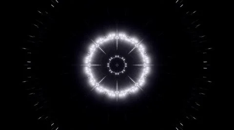 A 3D rendering of a cool geometric white circle pattern isolated on black bac Stock Illustration