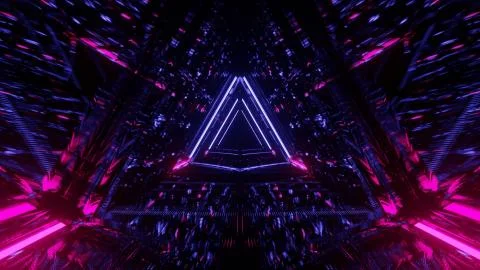 3D rendering of a cool trippy futuristic hallway in a triangular form Stock Illustration