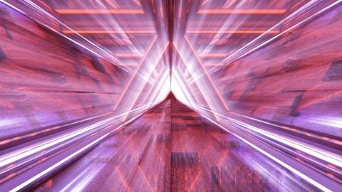 3D rendering of a cool trippy futuristic hallway in a triangular form Illustrazione stock