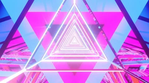 3D rendering of a cool trippy futuristic hallway in a triangular form Illustrazione stock