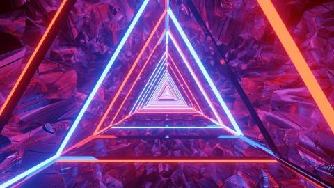 3D rendering of a cool trippy futuristic hallway in a triangular form Stock Illustration