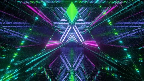 3D rendering of a cool trippy futuristic hallway in a triangular form Stock Illustration