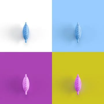 3D rendering of corn on a stick in vertical orientation presented in four differ Stock Illustration
