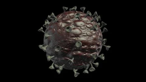 3D rendering of Corona virus Cell on black background Stock Illustration