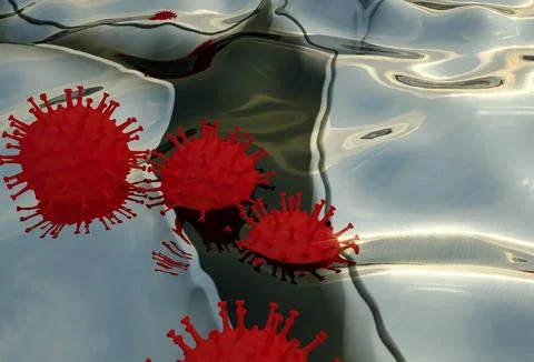 3D Rendering Corona Virus Covid-19 Pandemic Waves Stock Illustration