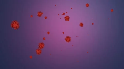 3d rendering of coronavirus alert, covid19, red and blue, sars cov 2 Stock Footage 143385772