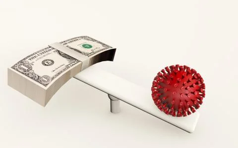 3d rendering of coronavirus disease impact on financial markets. Business con Stock-Illustration