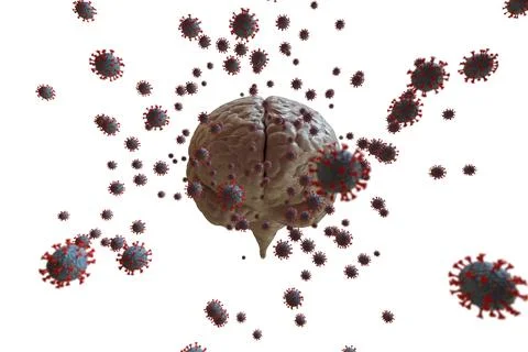 3D rendering Coronavirus effect on mental health. Psychological problems after Stock Illustration