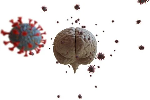 3D rendering Coronavirus effect on mental health. Psychological problems after Stock Illustration