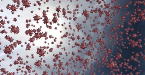3d rendering of coronavirus raining from the sky 스톡 일러스트