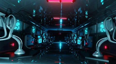 3D rendering, corridor, corridor, laboratory, sci-fi Stock Photos
