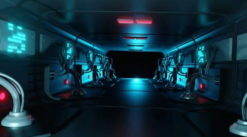 3D rendering, corridor, corridor, laboratory, sci-fi, Stock Photos