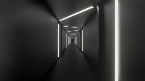 3d rendering of corridor finion White black abstract Stock Illustration
