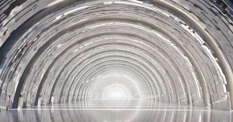 3d rendering. A corridor made of light marble with decorative elements on the Stock Illustration