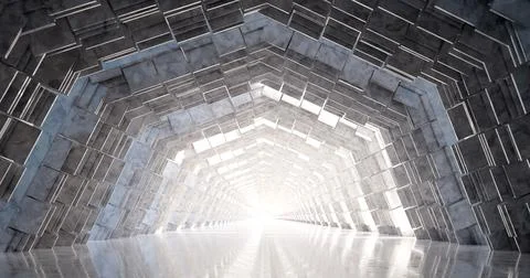 3d rendering. A corridor made of light marble with decorative elements on the イラスト素材