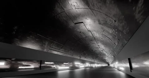 3d rendering. A corridor made of light marble with decorative elements on the Stock Illustration