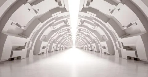 3d rendering. A corridor made of light marble with decorative elements on the Illustrazione stock