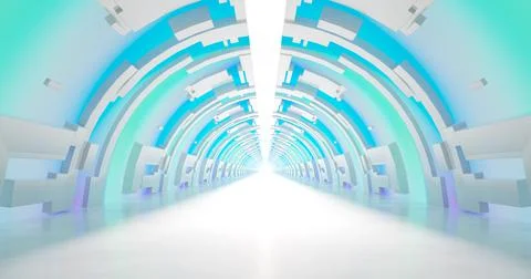 3d rendering. A corridor made of light marble with decorative elements on the Stock Illustration