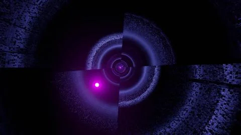 3D rendering of a cosmic circle displaced into four parts 스톡 일러스트