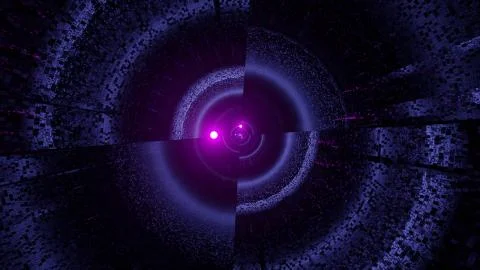 3D rendering of a cosmic circle displaced into four parts Stock Illustration
