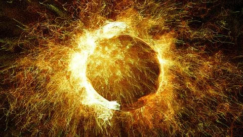 3D rendering cosmic energy strings Stock Illustration