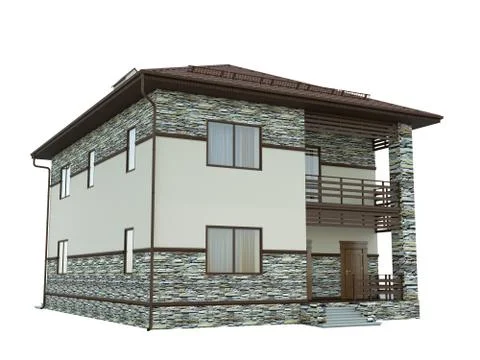 3d rendering of a country house Stock Illustration