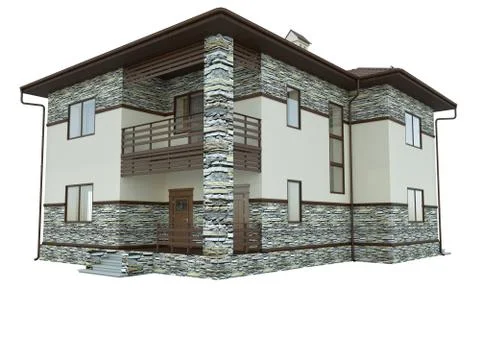 3d rendering of a country house Stock Illustration