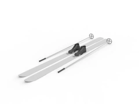 3D rendering of a couple pair of skis isolated in empty space. Ilustración de archivo