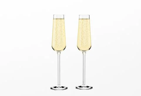 3D rendering couple white glasses of champagne Illustrazione stock