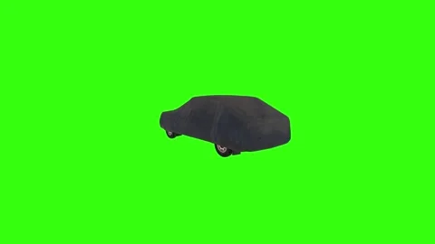 3D rendering of a covered car with bright green background Stock Footage 297584388