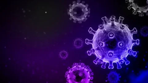 3d rendering of covid-19 coronavirus cells medical animation background looped Stock Footage 127677048