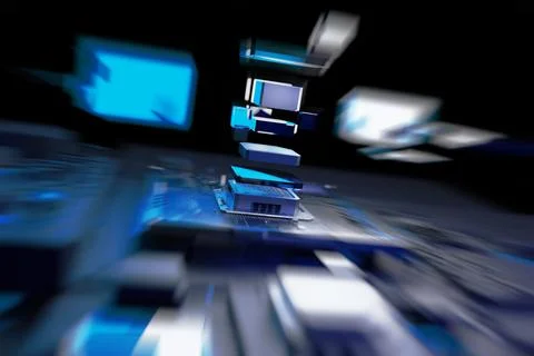 3D Rendering. CPU Central Computer Processors Cyber technology concept. Mot.. Foto stock