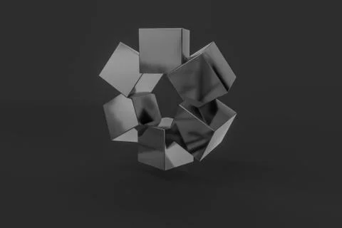 3d rendering, creative cubes with sense of science and technology Stock Illustration