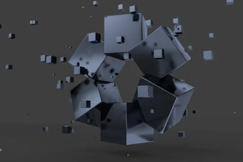 3d rendering, creative cubes with sense of science and technology Stock Illustration