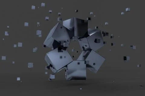 3d rendering, creative cubes with sense of science and technology Stock Illustration