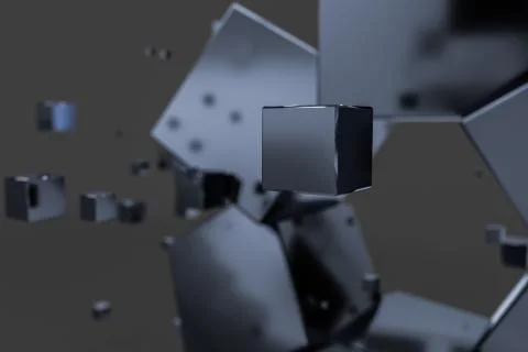3d rendering, creative cubes with sense of science and technology Stock Illustration