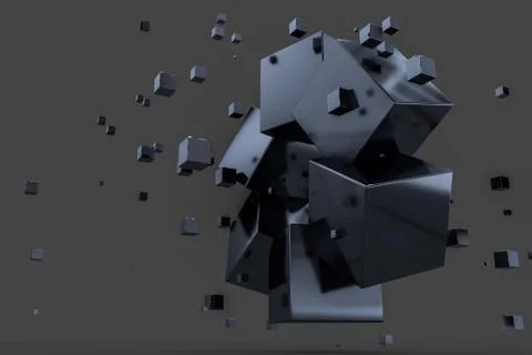 3d rendering, creative cubes with sense of science and technology Stock Illustration