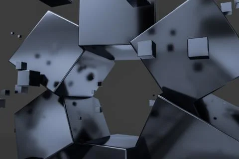 3d rendering, creative cubes with sense of science and technology Stock Illustration