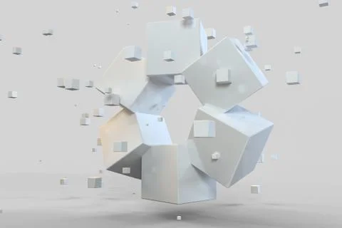 3d rendering, creative cubes with sense of science and technology Illustrazione stock