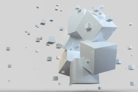 3d rendering, creative cubes with sense of science and technology Stockillustratie