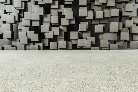 3d rendering, creative cubes wall with floor Illustrazione stock