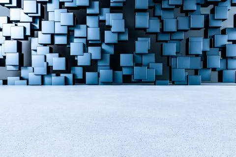 3d rendering, creative cubes wall with floor Illustrazione stock