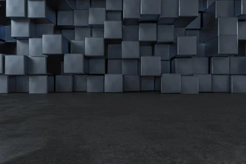 3d rendering, creative cubes wall with floor Illustrazione stock