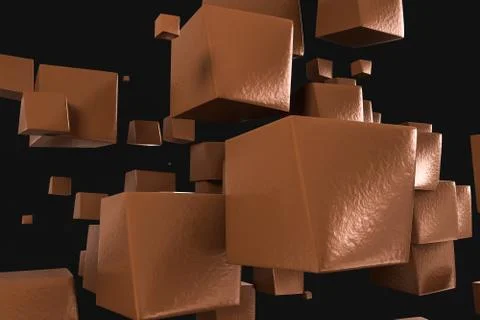 3d rendering, creative cubes with warped shape Stock Illustration